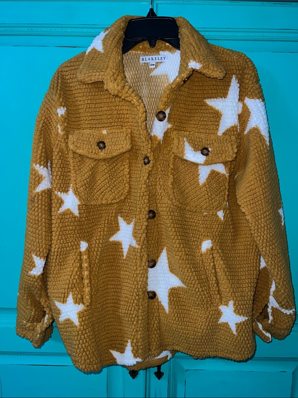Blakeley Mustard Star Plush Shacket - Women